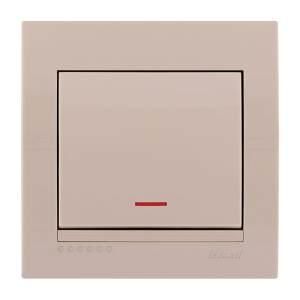 DERIY крем Вимикач зовнішній 1кл з підсвічуванням Лезард