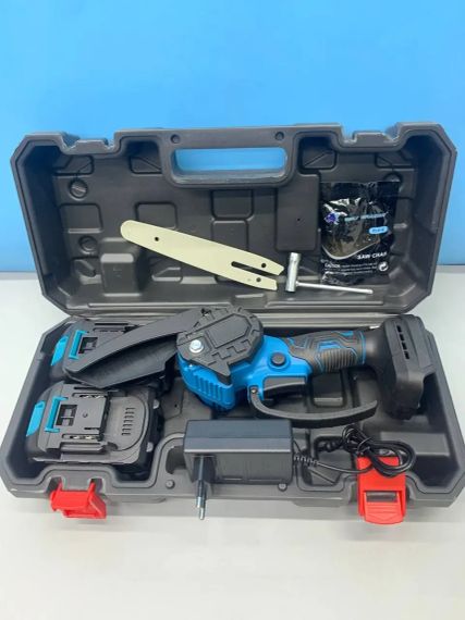 Аккумуляторная цепная мини-пила6 inch Electric SAW BLUE кейсом / 2 аккумулятора 4А/ч 8644 | Зображення 3