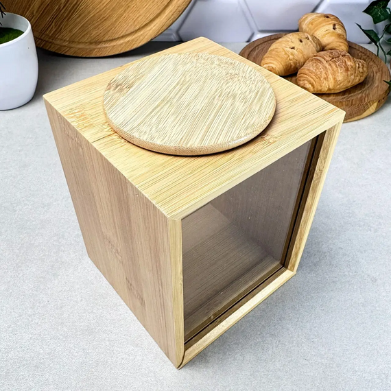Банка бамбукова Bamboo M GK-5876 для зберігання сипучих продуктів зі скляними стінками 2 л Прозорий | Зображення 6