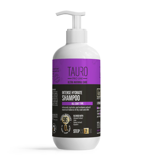 Інтенсивно зволожуючий шампунь для шерсті та шкіри собак та котів TAURO PRO LINE Ultra Natural Care Intense Hydrate Shampoo, 400 мл