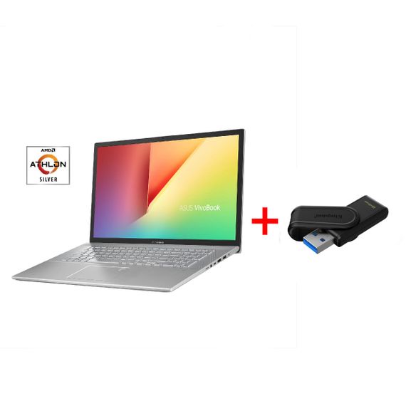Ноутбук Asus VivoBook 17 M712DA / 17.3" (1920x1080) IPS / AMD Athlon Silver 3050U (2 ядра по 2.3 - 3.2 GHz) / 8 GB DDR4 / 512 GB SSD / AMD Radeon RX Vega 2 Graphics / WebCam / Win 11 Home б/у + Подарок Флеш-накопитель Kingston 64GB