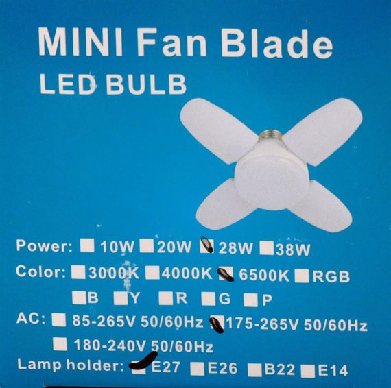 Лампочка складная светодиодная 4 лопасти E27 KK-202 Mini fan blade bulb | Зображення 4