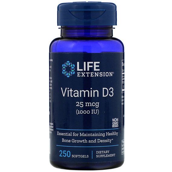 Вітамін D Life Extension Vitamin D3 1000 IU 250 Softgels LEX-17512