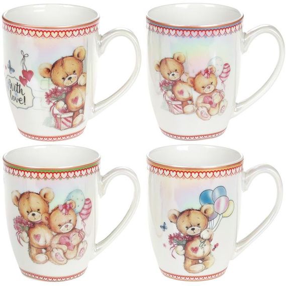 Кружка порцелянова "Милі ведмедики" 340мл перламутрова