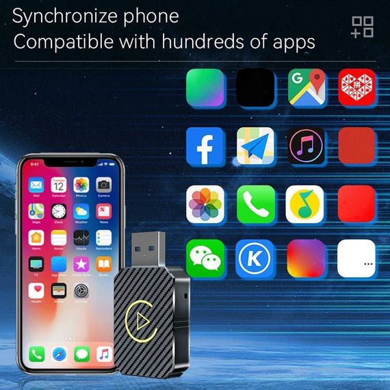 CarPlay Android Auto Беспроводной адаптер 2-в-1 с WiFi Bluetooth, Карплей для авто iOS 10+ Android 11+ USB | Зображення 2