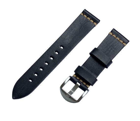 Шкіряний ремінець Primolux C052 Silver Buckle для годинника Samsung Galaxy Watch Active / Active 2 - Black | Зображення 1