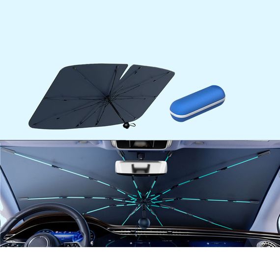 Солнцезащитный зонтик для автомобиля (с футляром) (1.40x0.75m) Black | Зображення 1