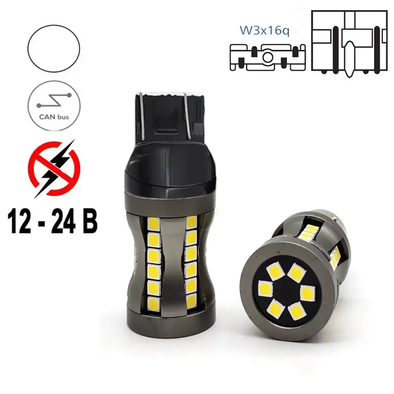 Автолампа W21/5W 7443, цоколь W3x16q, 3030х42smd, обманка CunBas, 12-24В | Зображення 2
