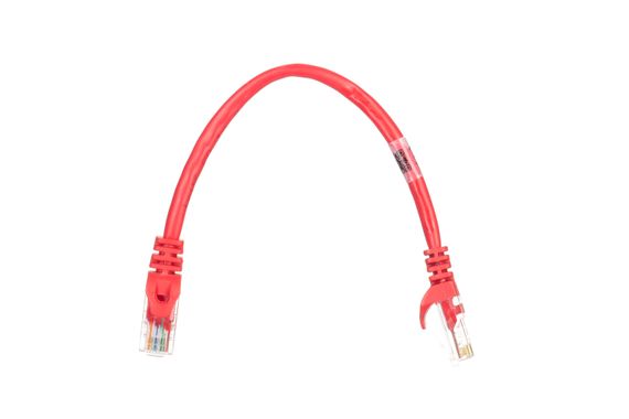 Патч-корд 2E Cat 5e,UTP,RJ45, 26AWG ,7/0.16 Cu, 0.20 m, PVC,Red (2E-PC5ECOP-020RD) | Зображення 1