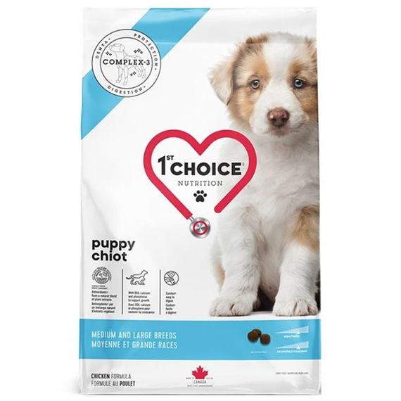 Корм 1st Choice Puppy Medium and Large Breeds сухий з куркою для щенят та юніорів середніх та великих порід 350 гр