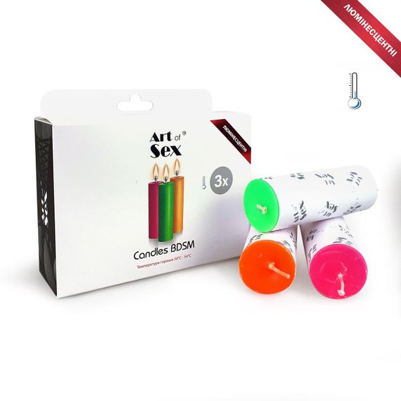 Набір низькотемпературних люмінісцентних воскових свічок Art of Sex size S 10 см (3 шт) | Зображення 3