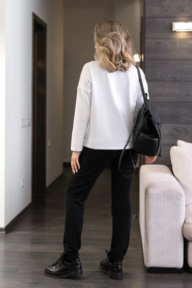 Женский спортивный костюм Nope весна-осень свитшот и джоггеры GF7126 цвет белый + черный, размер 54/56 | Зображення 2