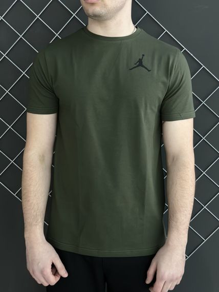 Комплект 3 в 1 Демісезонний спортивний костюм Jordan чорний худі + чорні штани (двонитка) + Футболка хакі Jordan | Зображення 3