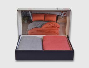 Комплект постільної білизни Bella Home Ranforse 200×220 см Kirmizi-Gri