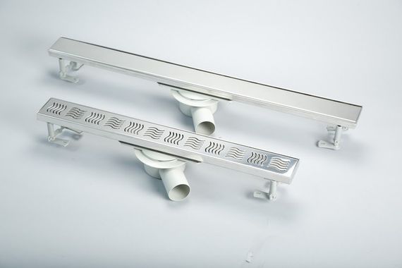 Душовий канал без фланця Mertinoks, з подвійним гідрозатвором, сифон 360, решітка "Під Плитку" 80 см 4013.00360K.080.1