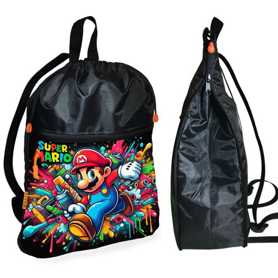 Рюкзак-мешок для обуви,спортивной формы Супер Марио "Super Mario" детская сумка для сменки (01333)