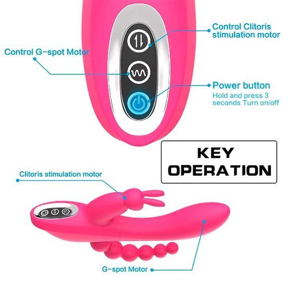 Вагинально-анальный вибратор Super Rebbit 3в1 12 режимов Фуксия | Зображення 8