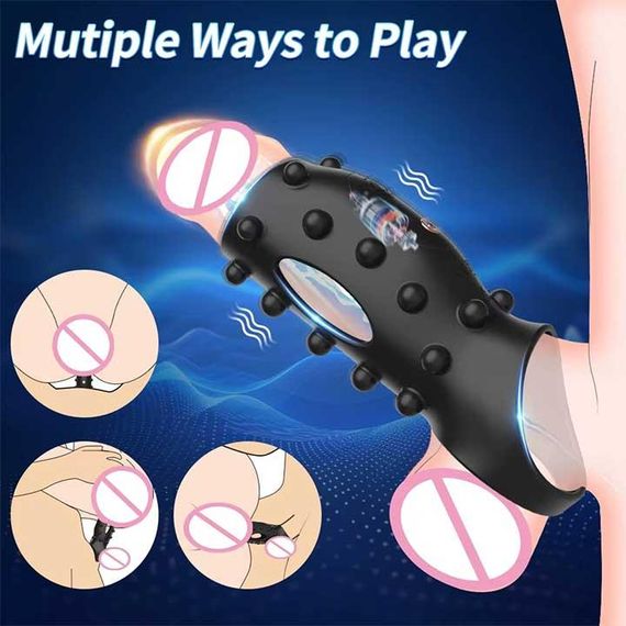 Насадка с вибрацией и шипами на пенис и мошонку Ultimate Couples Cage USB | Зображення 1