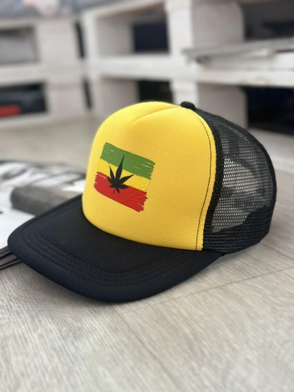 Кепка снепбек із сіточкою (Snapback)  Конопля  Чорний з жовтим 56-61р (9058) | Зображення 1