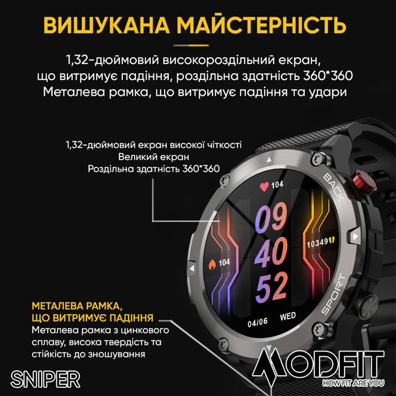 Годинник M3odfit  Sniper Black-Silver 36 мм. | Зображення 5