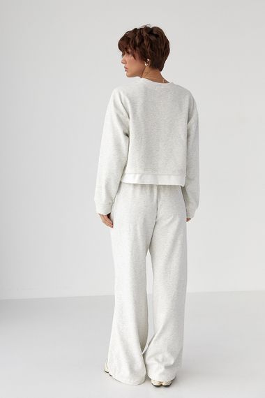 Теплий спортивний костюм з контрастним нижнім шаром - світло-сірий цвет, S/M (є розміри) | Зображення 1