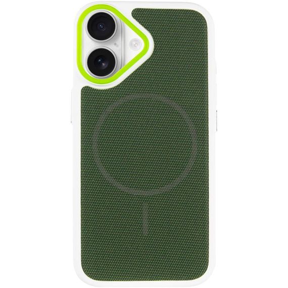 Чохол PC Textile Hybrid with Magnetic Fit для Apple iPhone 17 (6.3") White / Green | Зображення 1