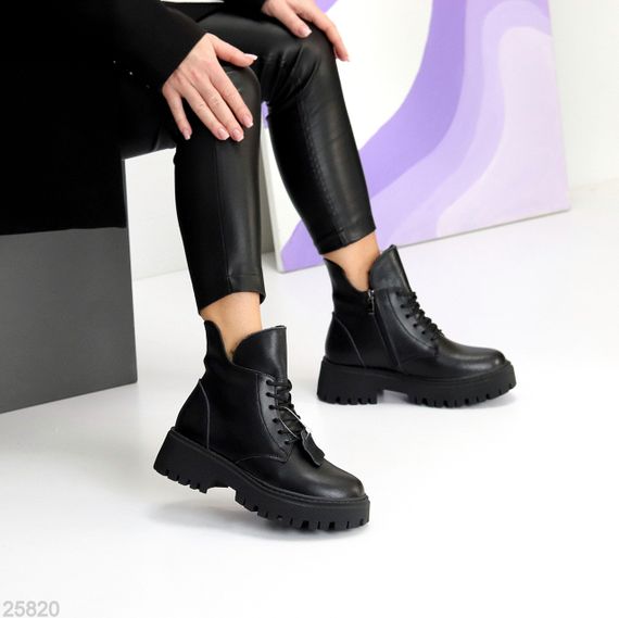 Універсальні чорні шкіряні зимові черевики берці доступна ціна | Зображення 1