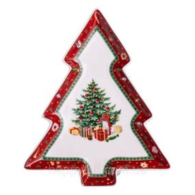 Сервировочное новогоднее блюдо для закусок Christmas 29×24×2 (см) фарфор HP-SDHK-17