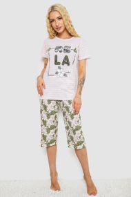 Піжама жіноча з принтом, колір рожево-зелений, 243R3757