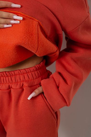 Спортивный костюм женский на флисе, цвет терракотовый, 238R5726 | Зображення 4