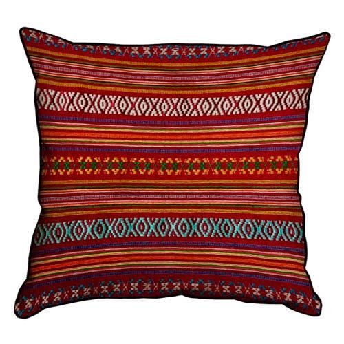 Подушка с мешковины Линейный красно-оранжевый орнамент 45x45 см (45PHB_15NGETN033_BR)