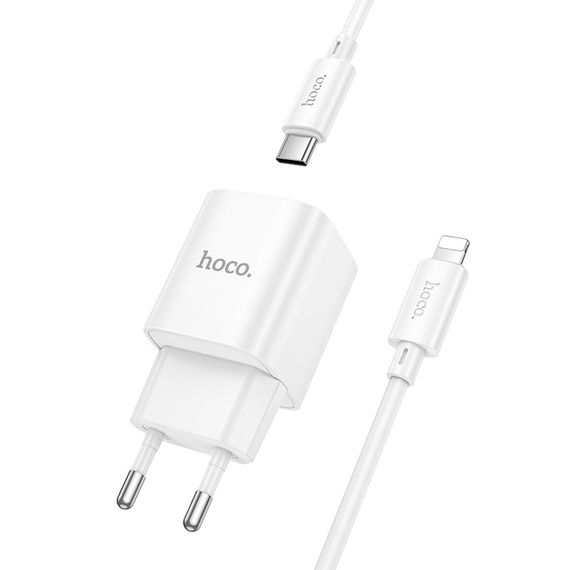 МЗП Hoco C146A Charm PD20W (1USB-C) + кабель Type-C to Lightning White | Зображення 2