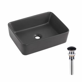 Раковина накладна Qtap Tern 480x370x135 мм, Anthracite, прямокутна, з донним клапаном QT17116069AN