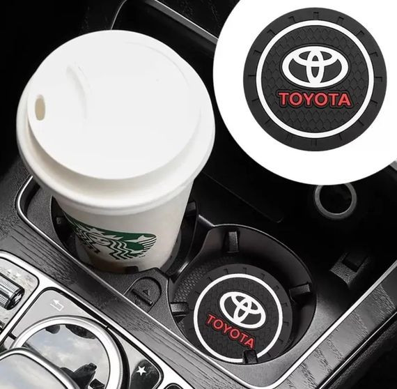 Силиконовый коврик в подстаканник с логотипом Toyota комплект 2 штуки | Зображення 1