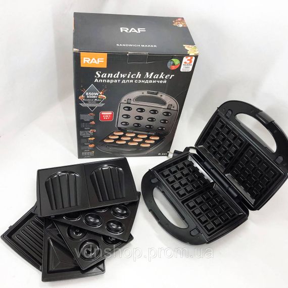 Електробутербродниця для дому RAF, Гриль з притиском для кухні Гриль сендвічів з насадками AH-17 | Зображення 7