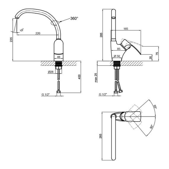 Змішувач для кухні Lidz Anny 007F (k40) LDANN007FCRM35122 Chrome | Зображення 1