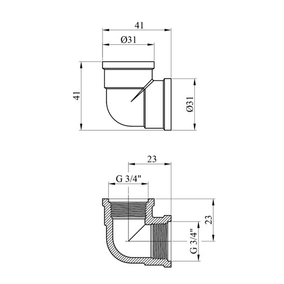 Кутник Karro 3/4" ВВ нікельований KR-3107 | Зображення 1
