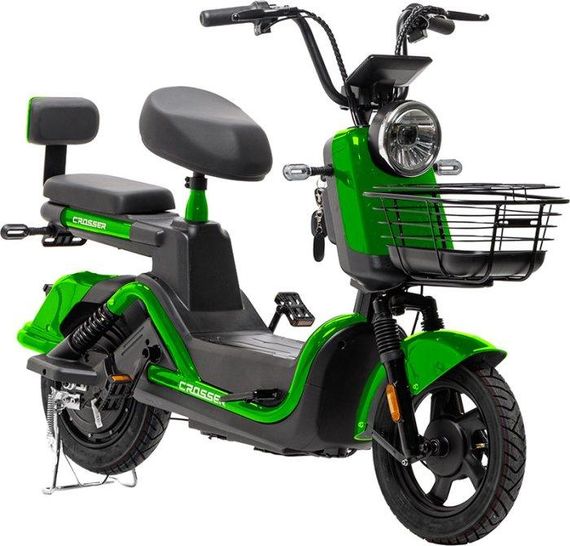 Электроскутер Crosser CR-2 800W 60V 24Ah, электровелосипед до 55 км/ч, графеновый аккумулятор, 2 места Зеленый
