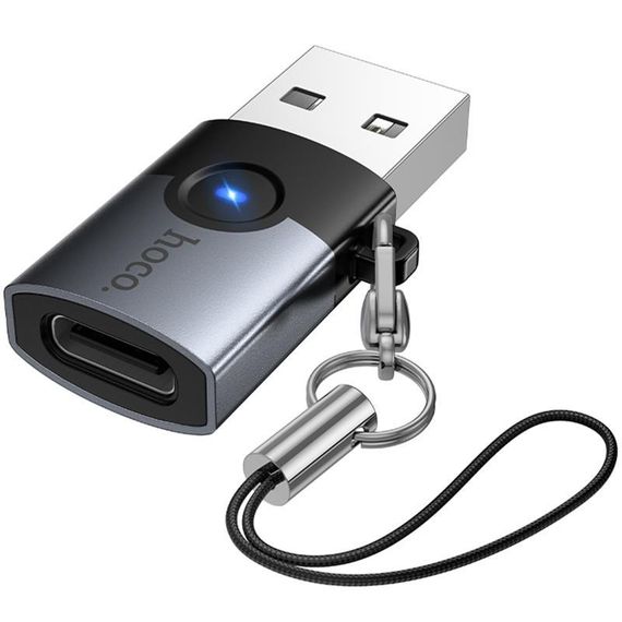 Переходник Hoco UA46B USB Male to Type-C Female USB3.0 Metal gray | Зображення 3