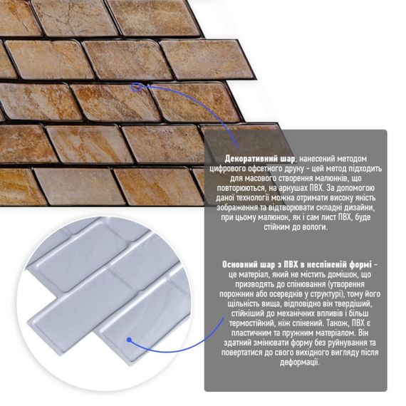 Декоративна ПВХ панель цегла 960х480х4мм Коричневий мармур SW-00001428 | Зображення 1