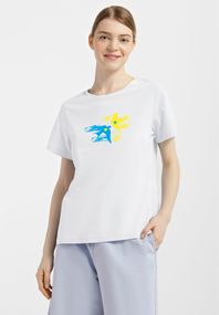 Футболка жіноча біла з принтом "Ластівки", XL