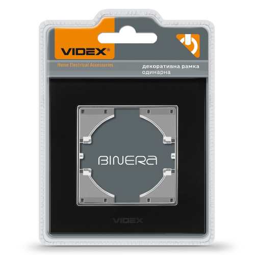 BINERA чорне скло Рамка горизонтальна 1-а Videx | Зображення 1