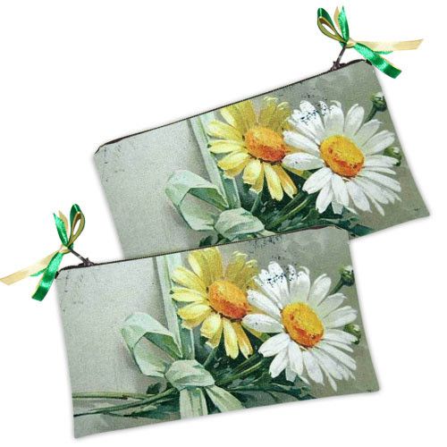 Косметичка жіноча Белая и желтая ромашка 20х12 см (K_K8092)