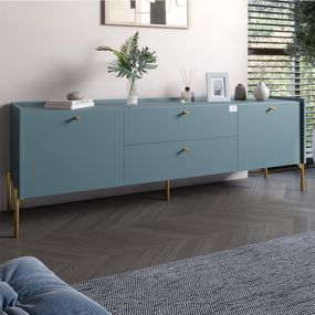 Тумба під телевізор з шухлядами LION Wood з золотими ніжками 180х50х40 см Граніт сірий (LION-043111)