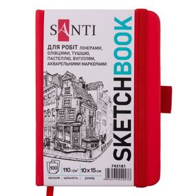 Скетчбук для малювання Santi 743181 10х15 см 100 аркушів червоний