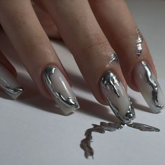 Метализированная гель-краска жидкий металл Bee Nails 5мл