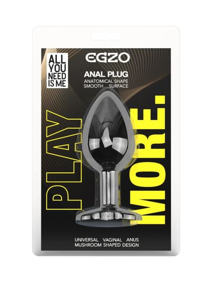 Анальна пробка EGZO Dark Silver Heart Plug S, металева, з синім кристалом Sex Aura | Зображення 5