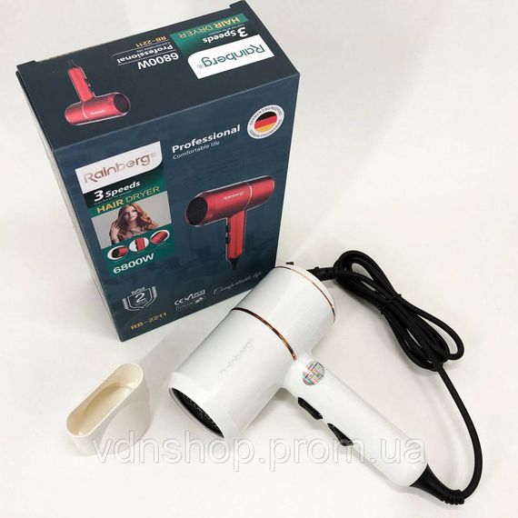 Фен для укладання волосся універсальний Rainberg RB-2211, Потужний універсальний фен DR-22 | Зображення 5
