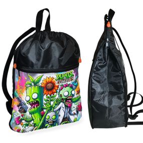 Рюкзак-мішок для взуття, спортивної форми Рослини Проти Зомбі дитяча сумка для змінки з розширювачем (01372)