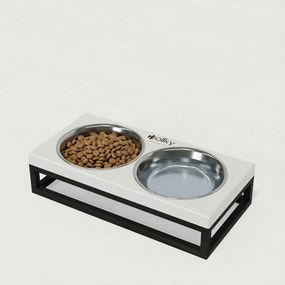 Миски на подставке для маленьких собак и котов Hollky Base XS (2 × 0,25 л) BXS-28145-BLWH